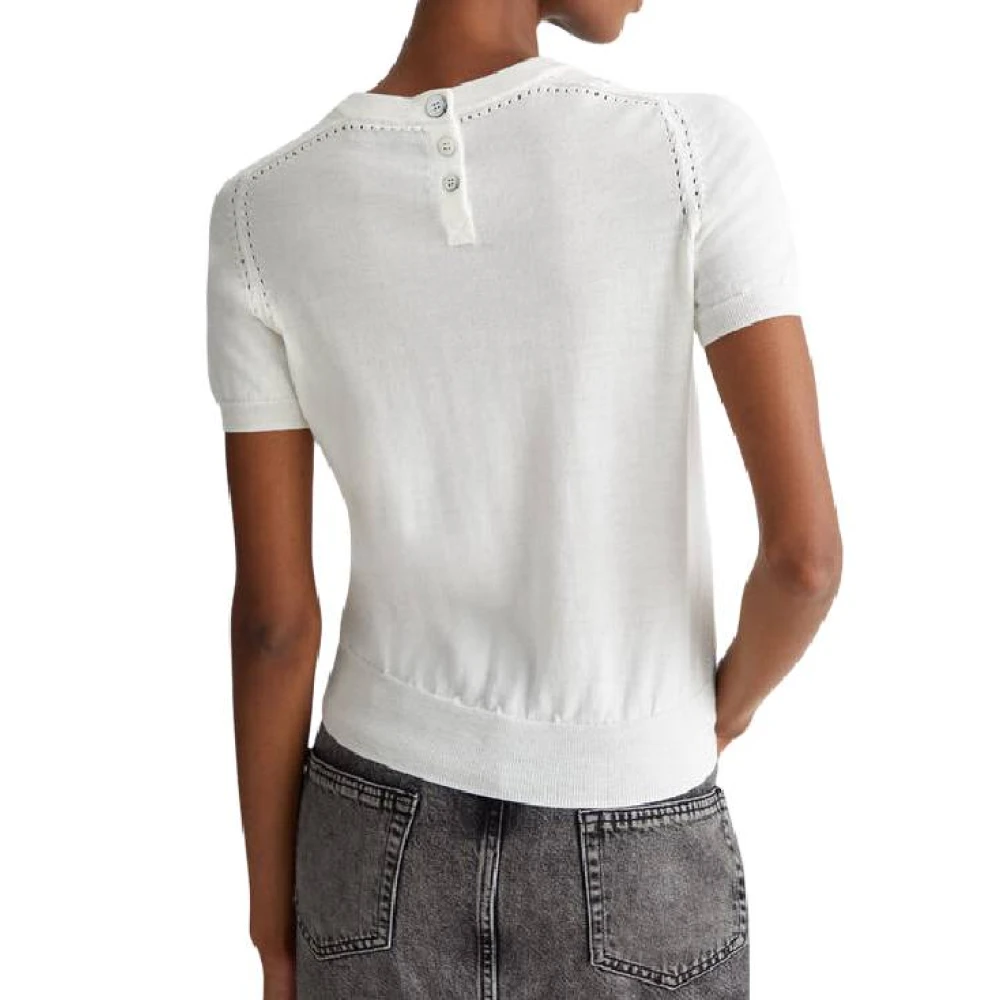 Liu Jo Star White Korte Mouw Gebreide Top White Dames