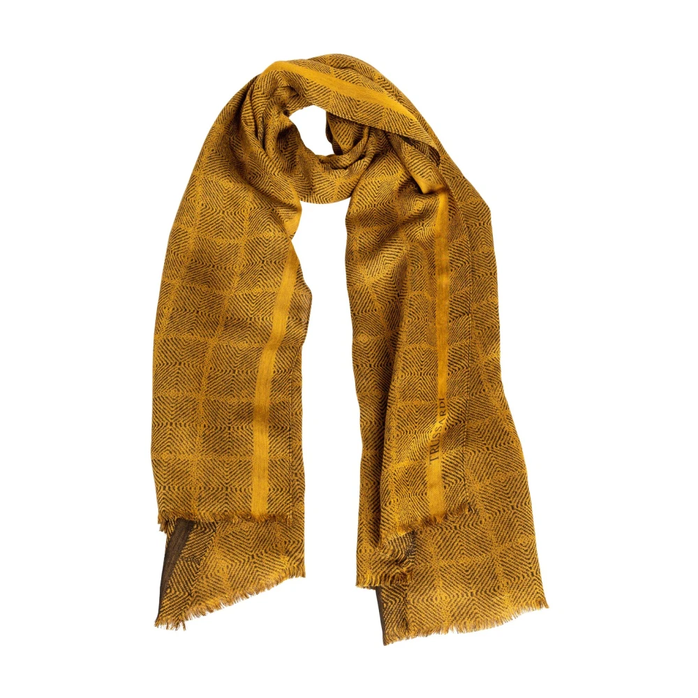 Trussardi Elegante Sjaal met Opvallende Print Yellow Heren