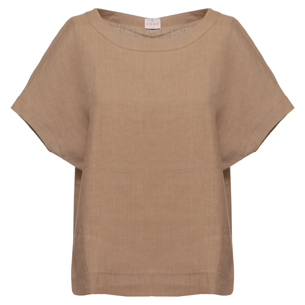 Marella Kvinno Brun Blusar & Skjortor Dam, S, Linne, Linea Emme Linneblus