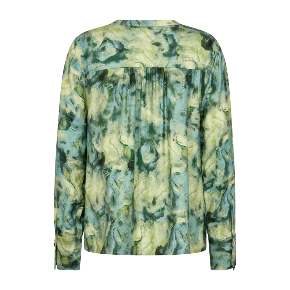 Freequent Gestreepte Groene Blouse met Ballonmouwen Multicolor Dames