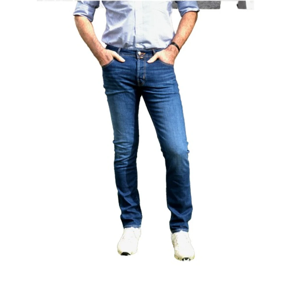 Jacob Cohën Slim Fit Jeans van Katoenmix met Geborduurde J Zak Blue Heren