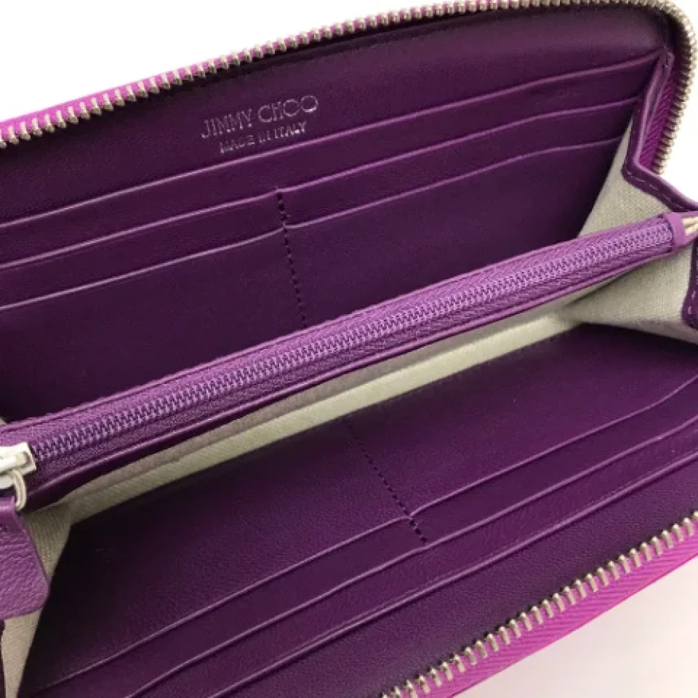 Jimmy Choo Pre-owned Leather wallets Purple Dames