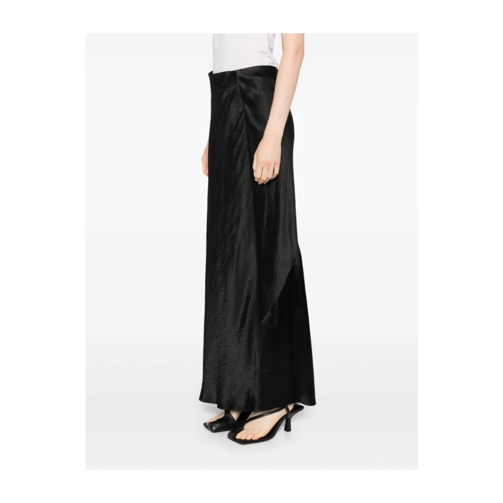 Vince Zwarte Satijnen Maxi Rok Black Dames