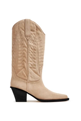 Beige Stövlar i Mockaläder