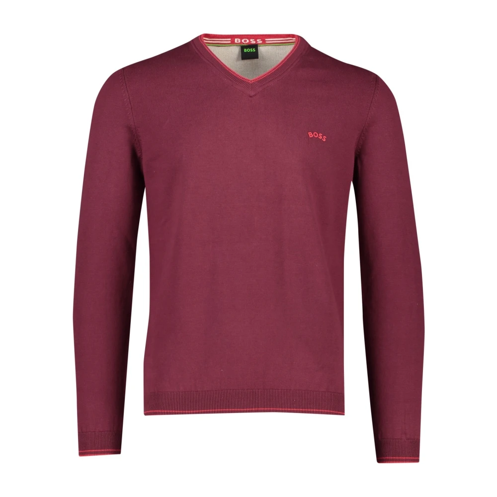 Hugo Boss Rode V-hals Trui Red Heren