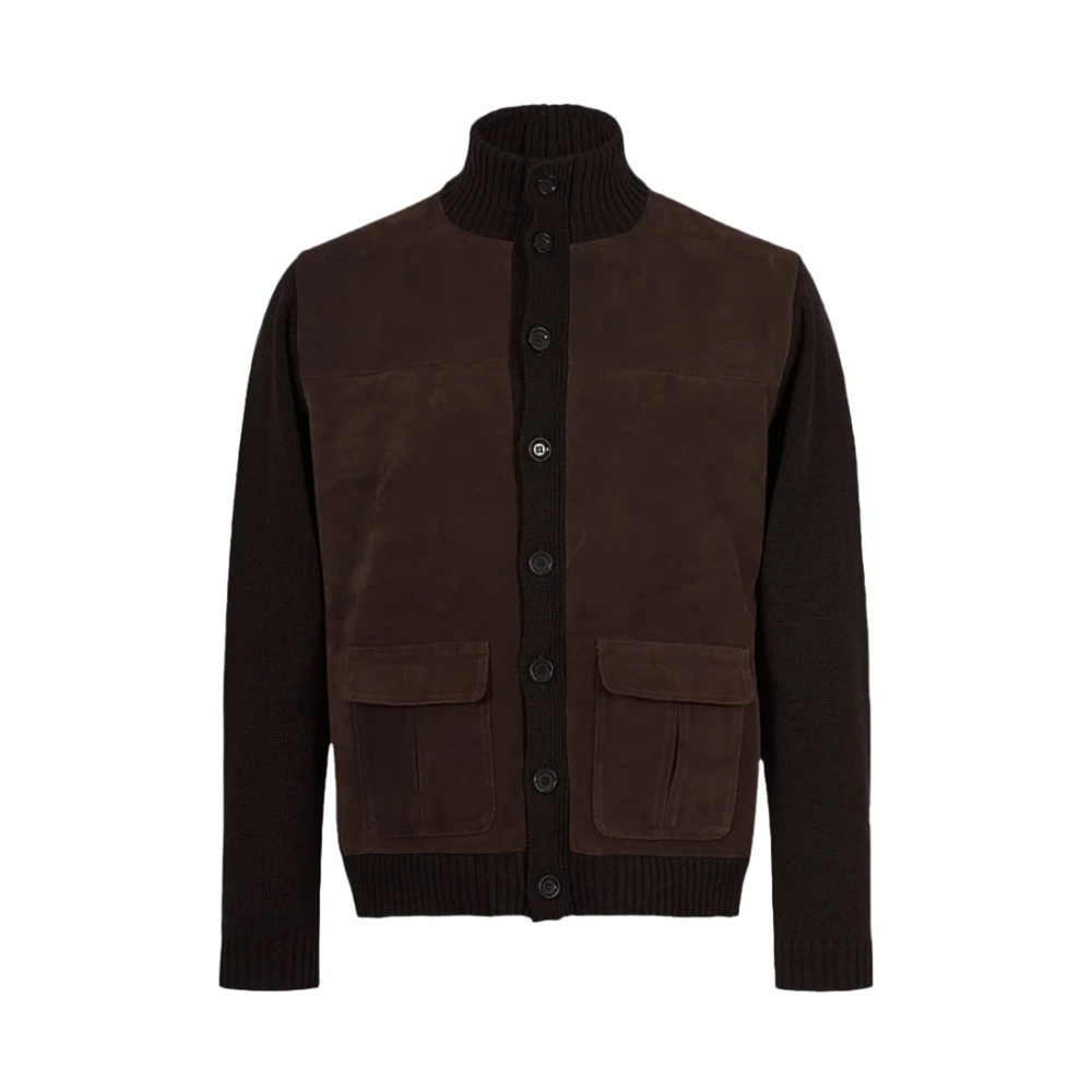 Daniele Fiesoli Bruine Cardigan met Suède Voorkant Brown Heren