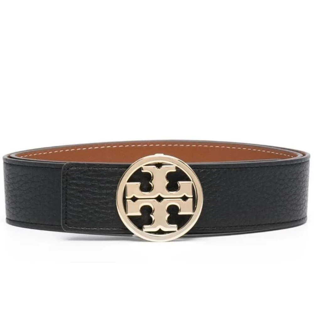 Tory Burch Women's Black Reversible Miller Belt With Logo Buckle