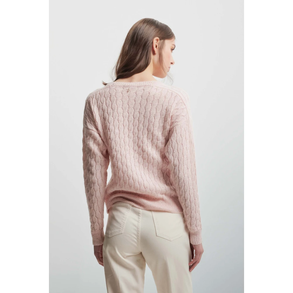 Kocca Betoverende Cable Knit Jumper Pink Dames