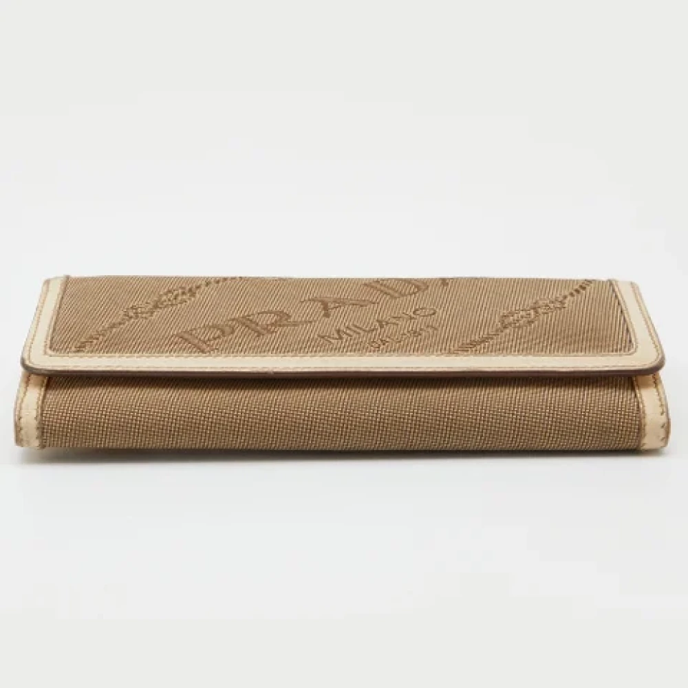Prada Vintage Pre-owned Canvas wallets Beige Dames