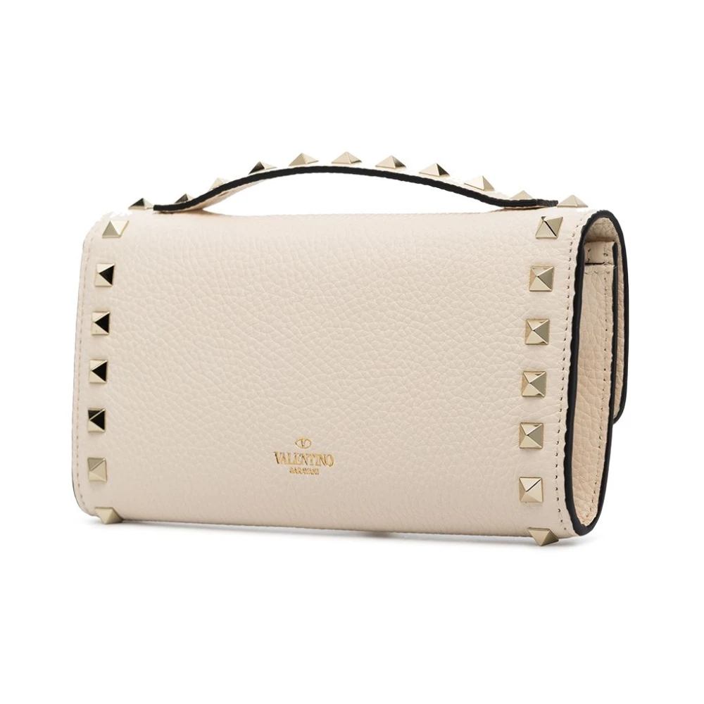 Valentino Garavani Gestudeerde Kettingportemonnee met Logodetail Beige Dames