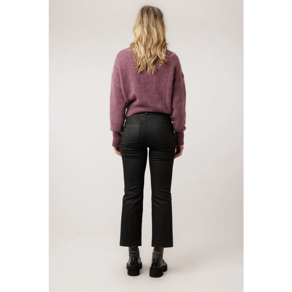 drykorn Zwarte Glanzende Kick-Flare Broek Black Dames