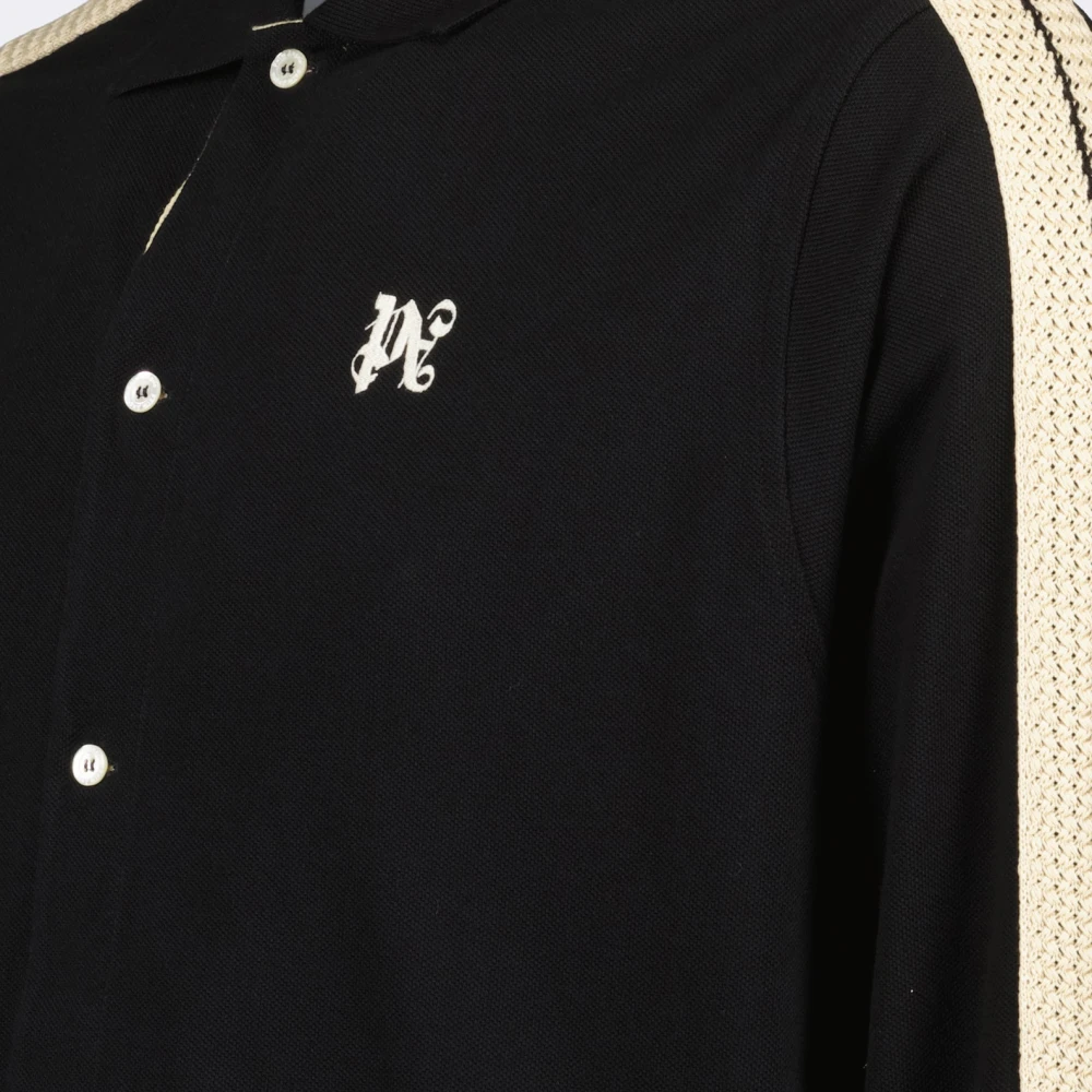 Palm Angels Monogram Shirt Klassiek Lange Mouw Black Heren