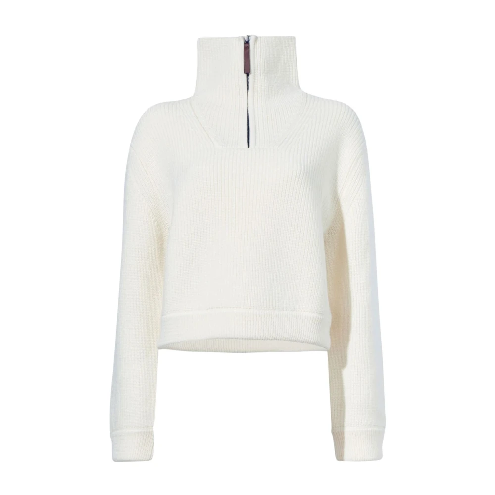 Proenza Schouler Witte Geribbelde Trui met Rits White Dames