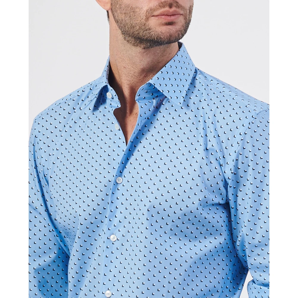 Hugo Boss Blauw Overhemd met Kent Kraag Blue Heren