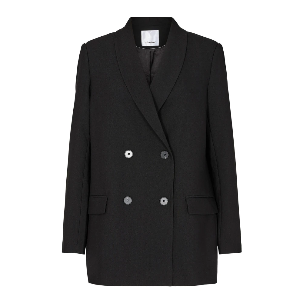 Co'Couture Oversized Zwarte Blazer met Eenvoudige Kraag Black Dames