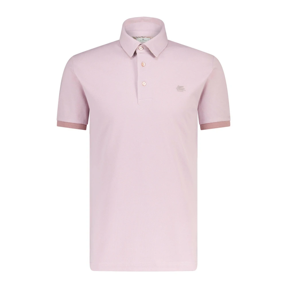 ETRO Polo shirt met logo borduursel Pink Heren