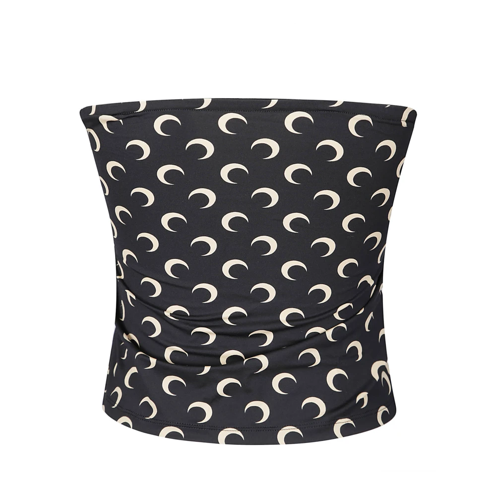Marine Serre Maan Bedrukte Tube Top Black Dames