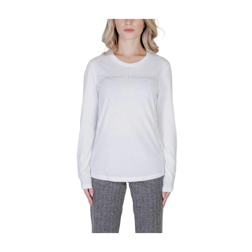 Armani Exchange Witte katoenen crew neck T-shirt White Dames