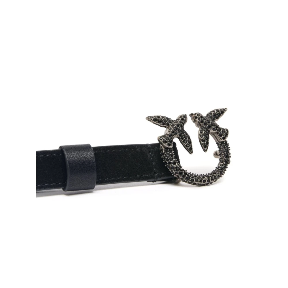pinko Zwart Suède Riem met Strass Detail Black Dames