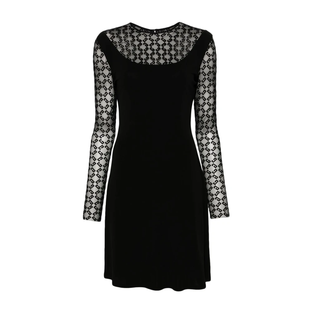 Givenchy Zwarte Mesh Panel A-lijn Jurk Black Dames