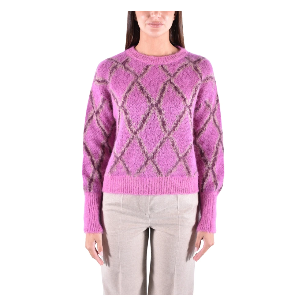 Kangra Women's Pink Seamless Wool Alpaca Crewneck Sweater