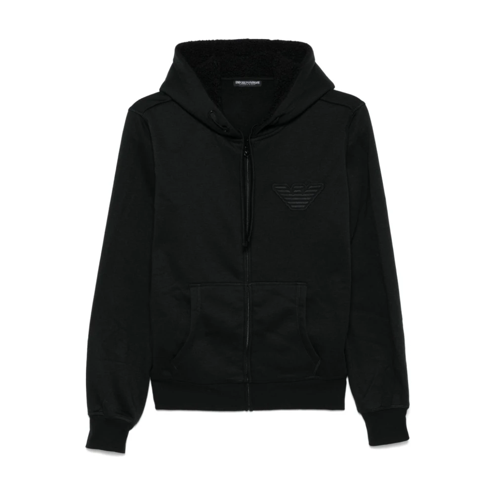 Emporio Armani Zwarte rits trui met capuchon Black Dames