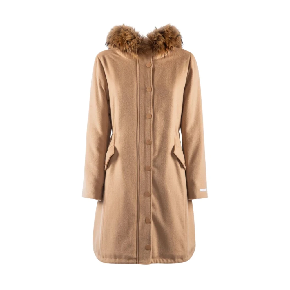 Nenette Wollen gewatteerde parka met capuchon Brown Dames