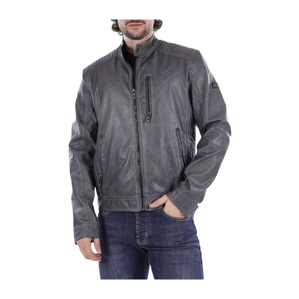 YES ZEE Antraciet Leren Jas Mannen Synthetisch Gray Heren