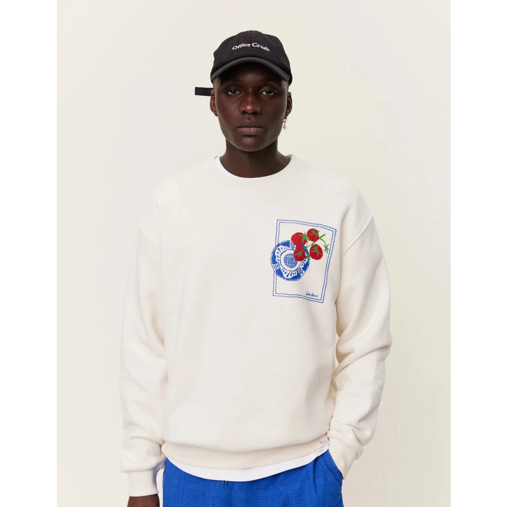 Les Deux Katoenen Crewneck Sweatshirt met Screen Print Beige Heren