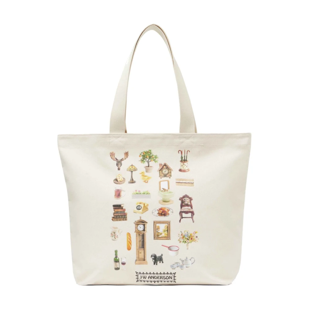 JW Anderson Tote Tas met Grafische Print in Wit White Dames