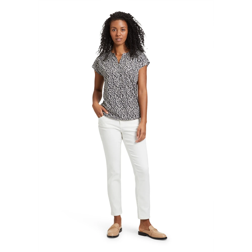 Betty & Co Grafische Blouse met Knoopsluiting Black Dames