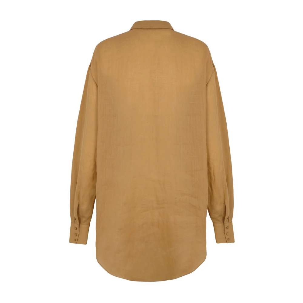Cortana Oversized Ramie Shirt in Perzik Brown Dames