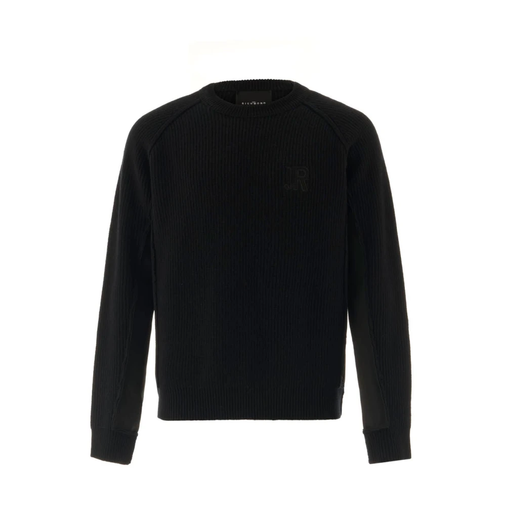 John Richmond Zwarte Wollen Trui met Geborduurd Logo Black Heren
