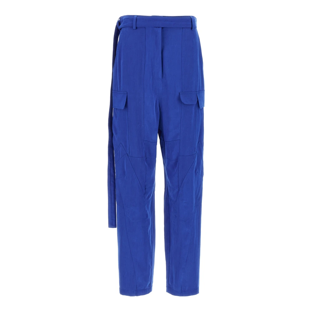 Ferragamo Women's Blue Cargo Lyocell Trousers