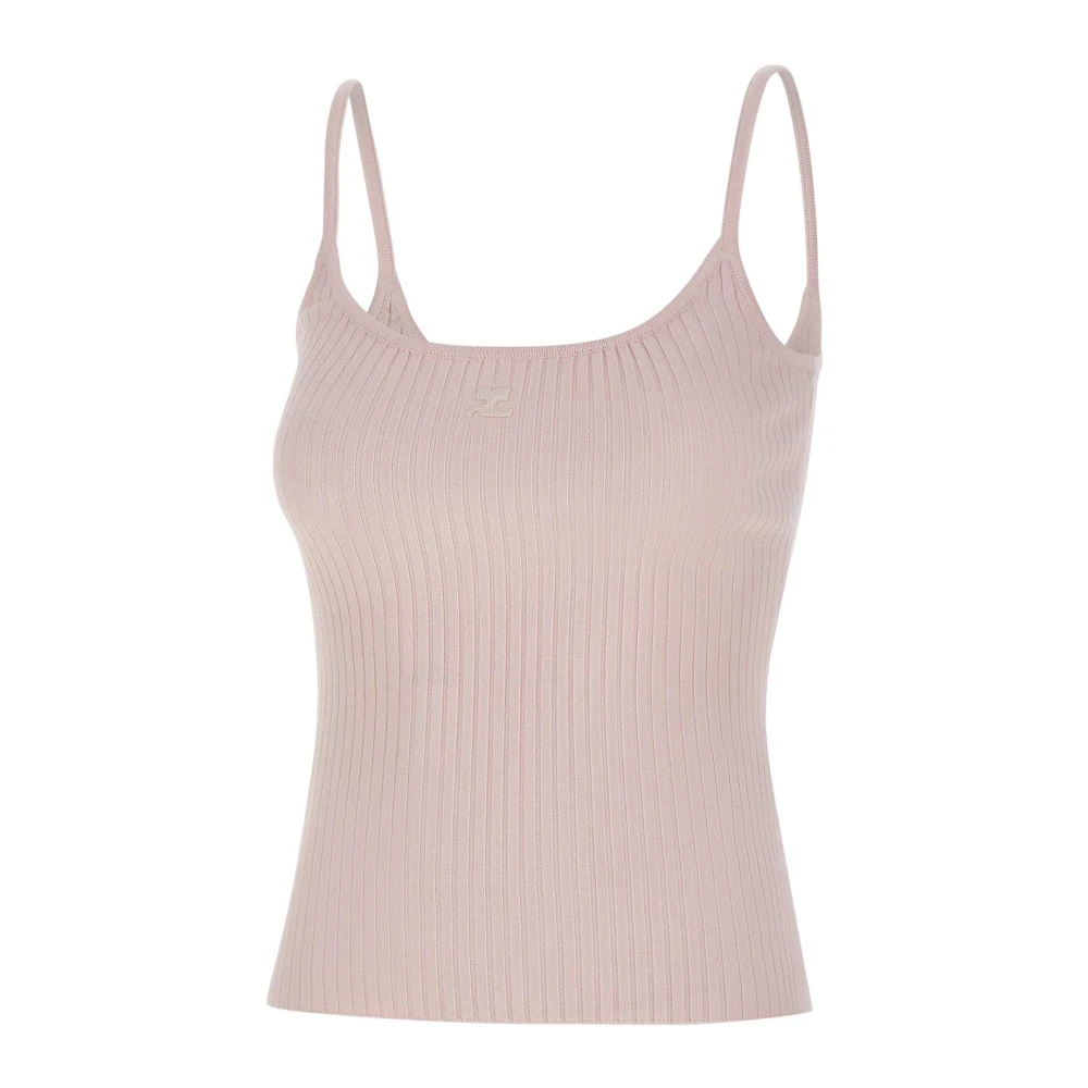 Courrèges Women's Pink Sleeveless Tops, L, Reedition Knit Tank Top