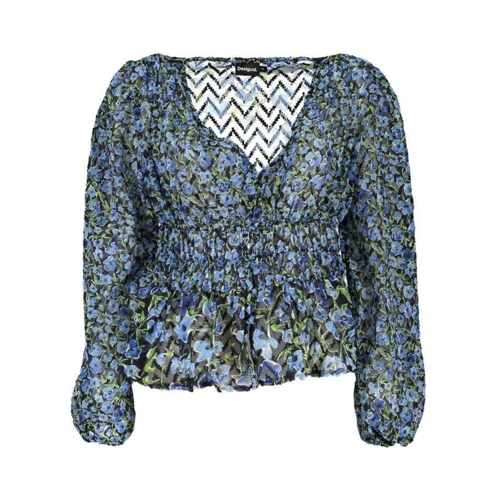 Desigual Women's Blue Floral Print Blouse