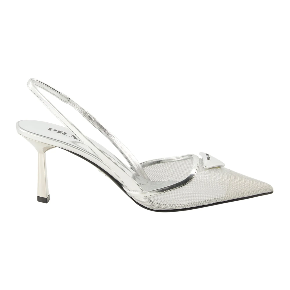 Prada Women's Gray Mesh Pointed-Toe Pump - Pumps - 4 Uk - Shoes