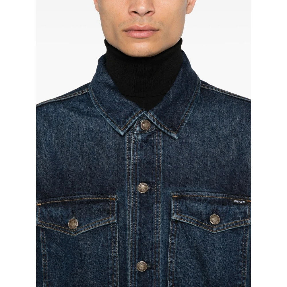 Tom Ford Blauwe herenouterwear Aw24 Blue Heren