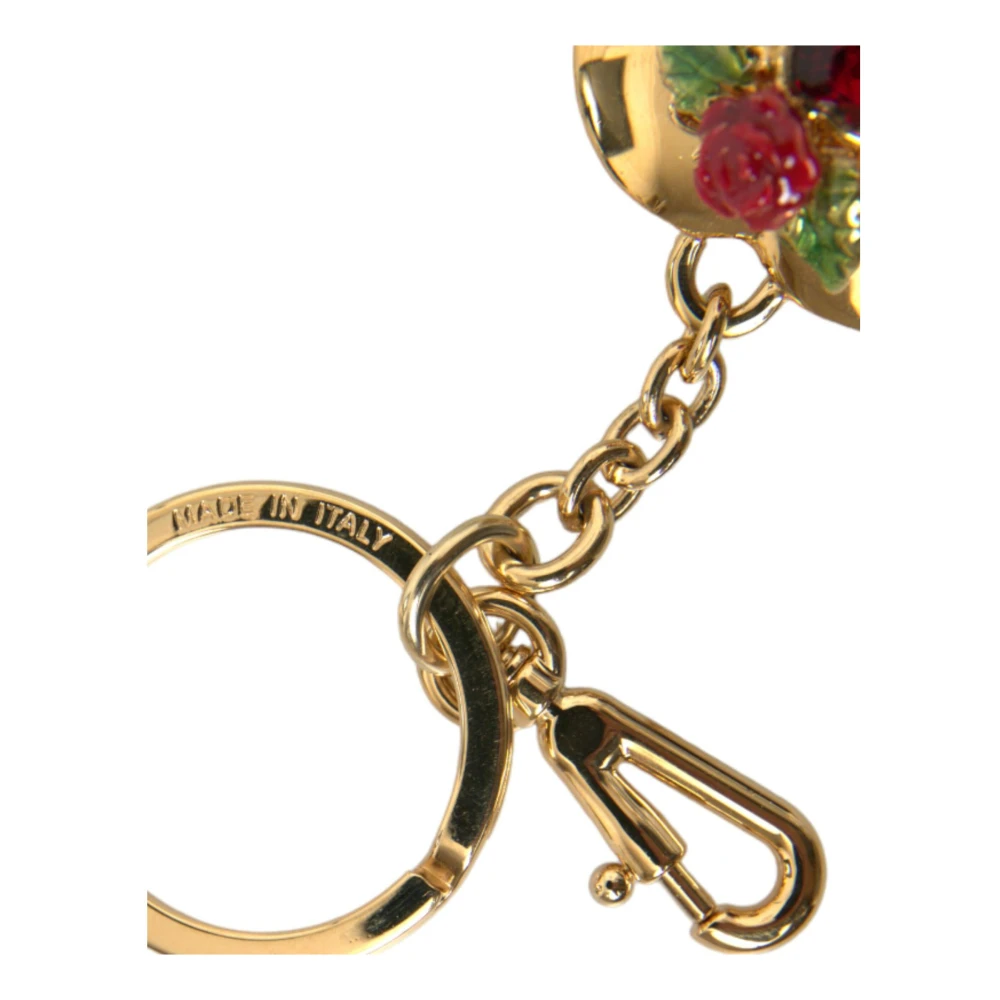Dolce & Gabbana Bloemenhart hanger sleutelhanger Yellow Dames