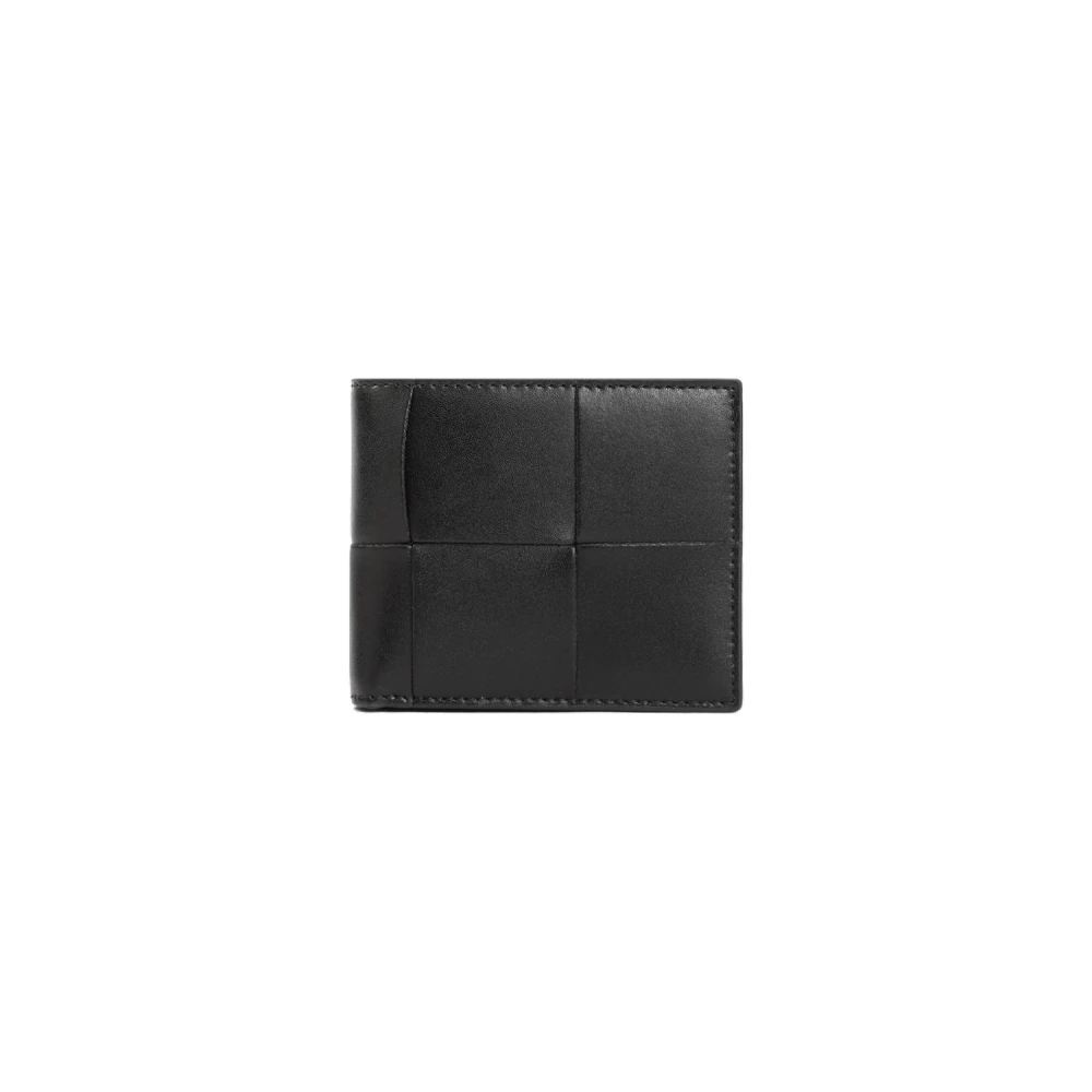 Bottega Veneta Zwarte Noos Portemonnee met Intreccio Patroon Black Heren