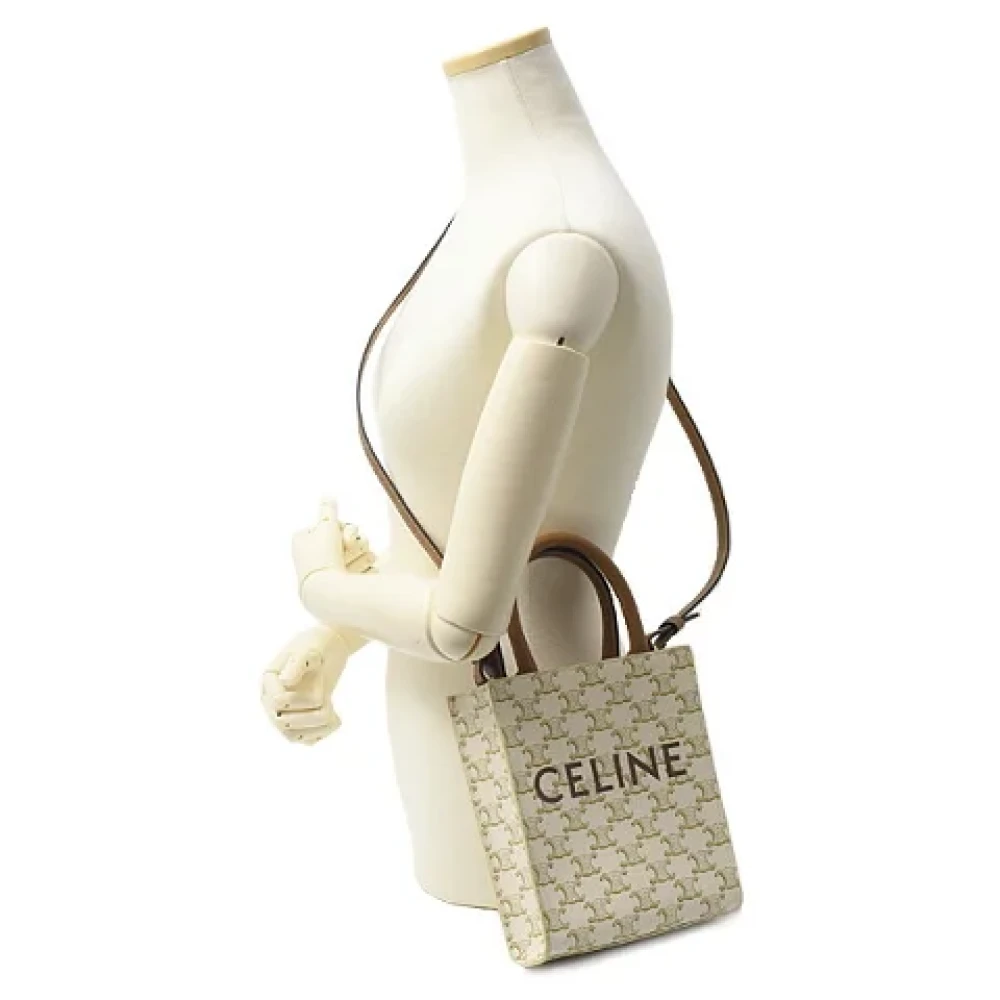 Celine Vintage Pre-owned Canvas handbags Beige Dames