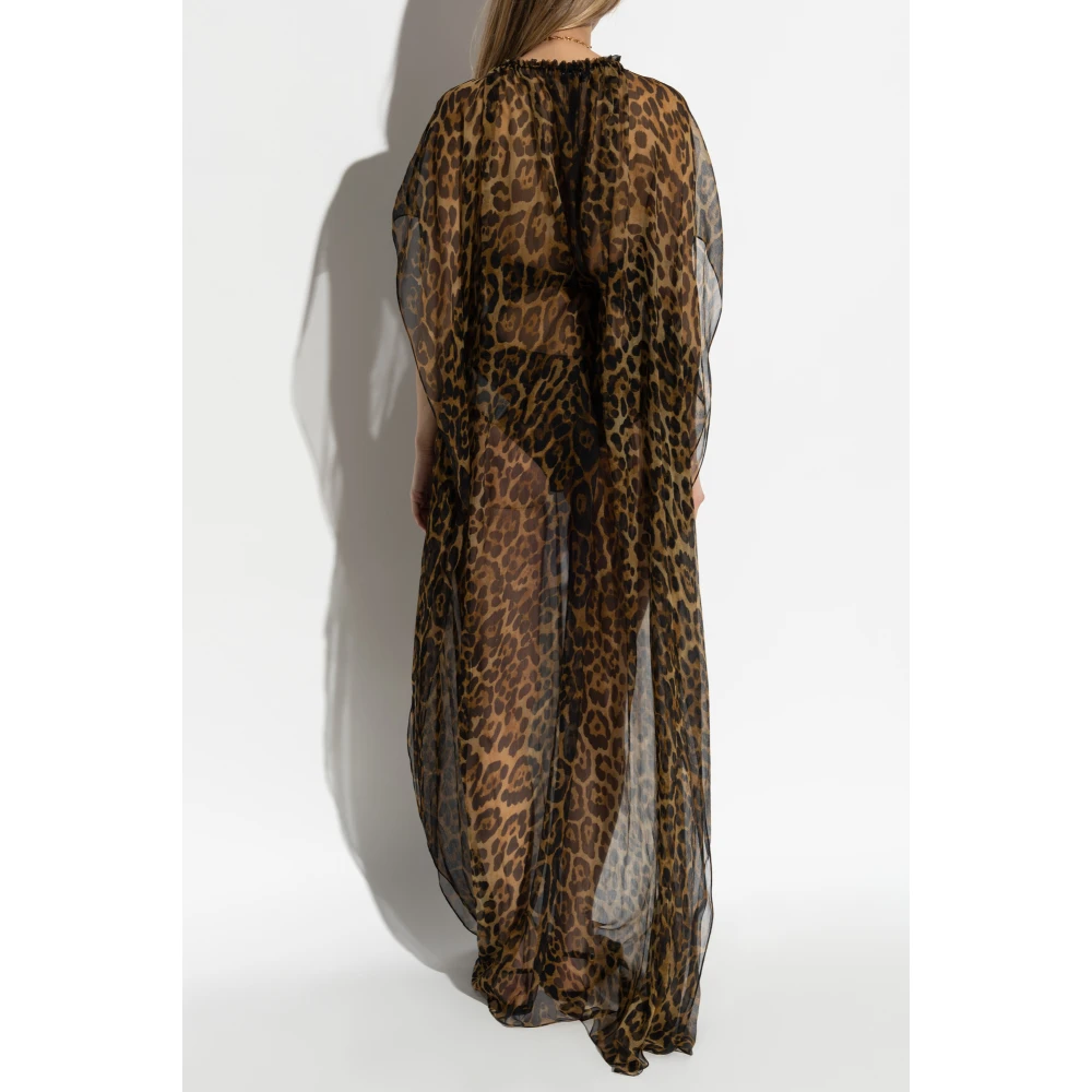 Tom Ford Zijden jurk met dierenprint Brown Dames