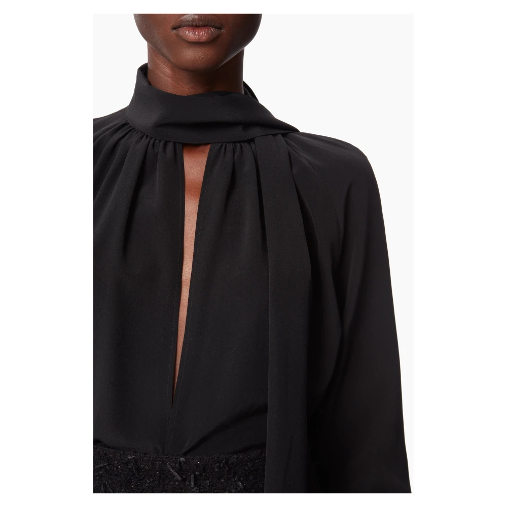 Nina Ricci Zwarte Strikblouse Elegante Stijl Black Dames