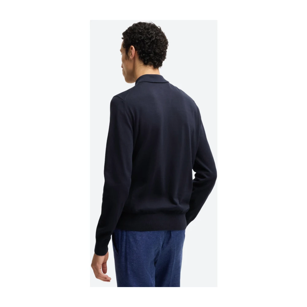Hugo Boss Katoenen poloshirt lange mouw Blue Heren