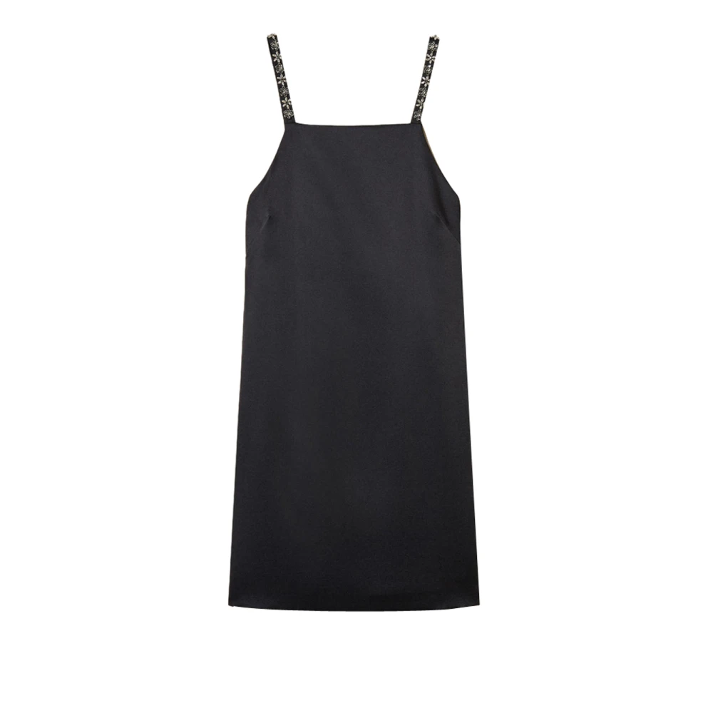 Twinset Women's Black Short Duchesse Dress With Embroidery - Short Dresses - M - Dresses