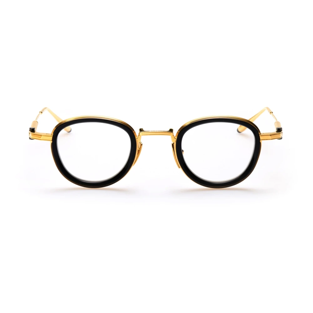Akoni Elegante Ronde Bril Goud Zwart Kristal Yellow Heren