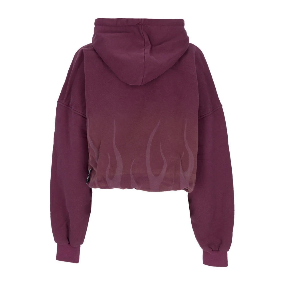 Vision OF Super Flames Cropped Hoodie Grape Wine Purple Dames