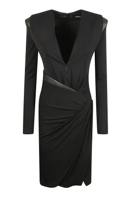 Deep V-neck Crêpe Mini Dress