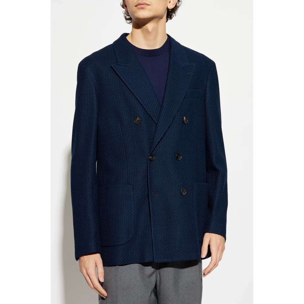 ETRO Katoenen blazer met gesloten revers Blue Heren