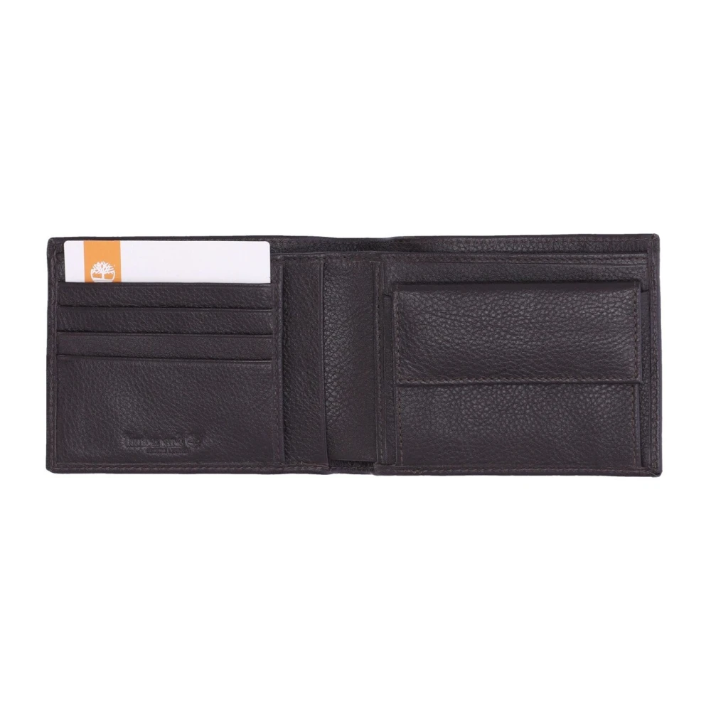 Timberland Klassieke Leren Bifold Portemonnee met Muntzak Brown Heren